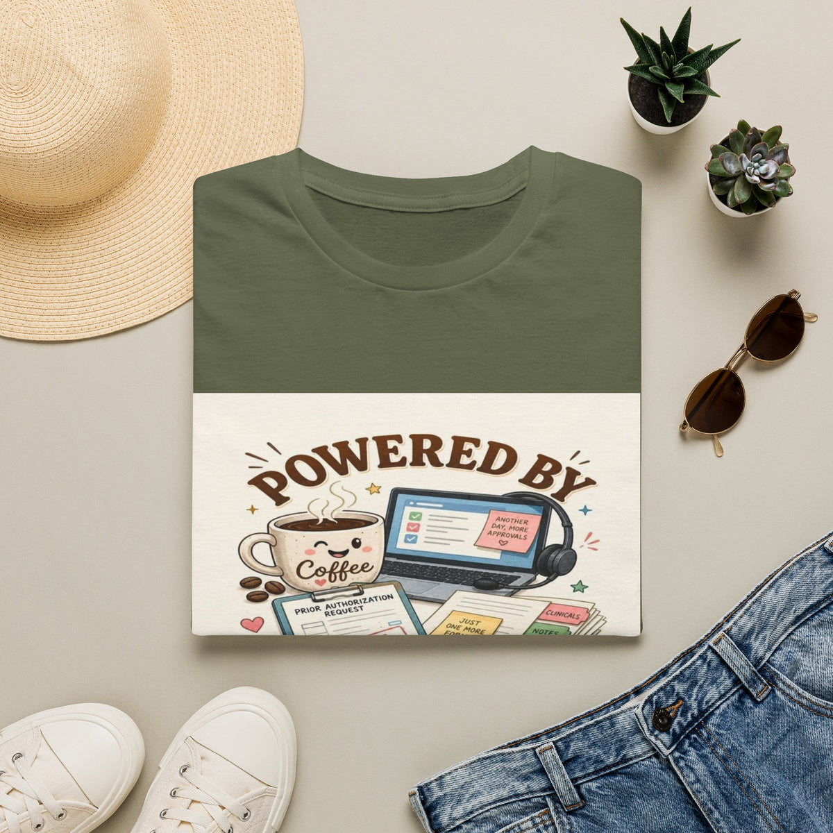 Whimsical T-shirt Design Featuring Coffee And Prior Authorizations (1)- Graphic Tees