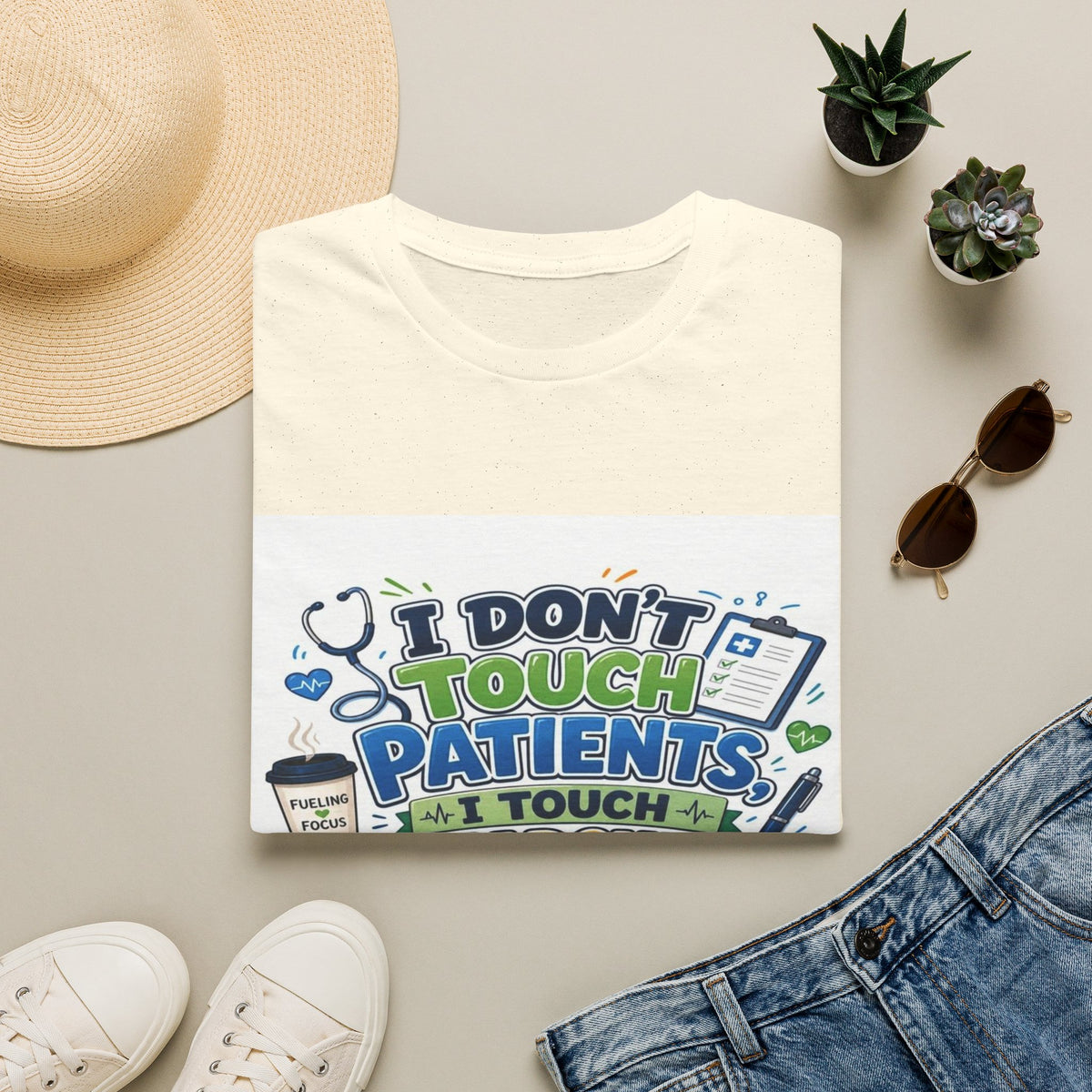Humorous T-shirt Design Featuring Playful Healthcare And Spreadsheet Imagery- Graphic Tees