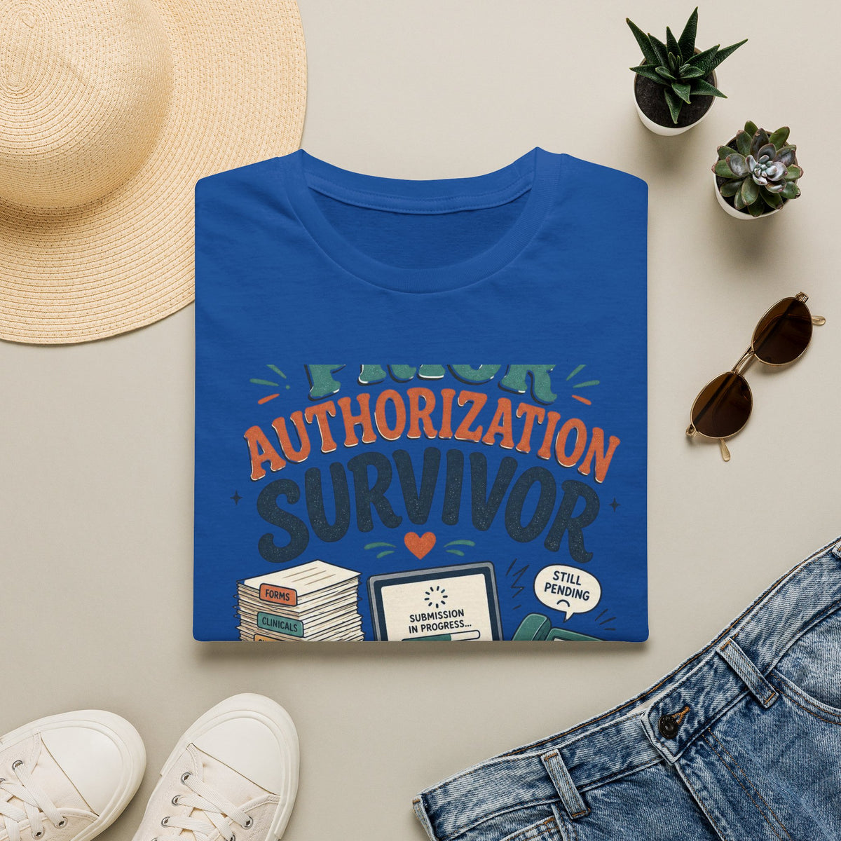 Bold T Shirt Design Showcasing PRIOR AUTHORIZATION SURVIVOR