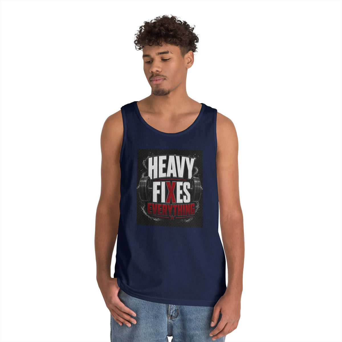 Tank Top — "Heavy Fixes Everything" Gym Workout Tank