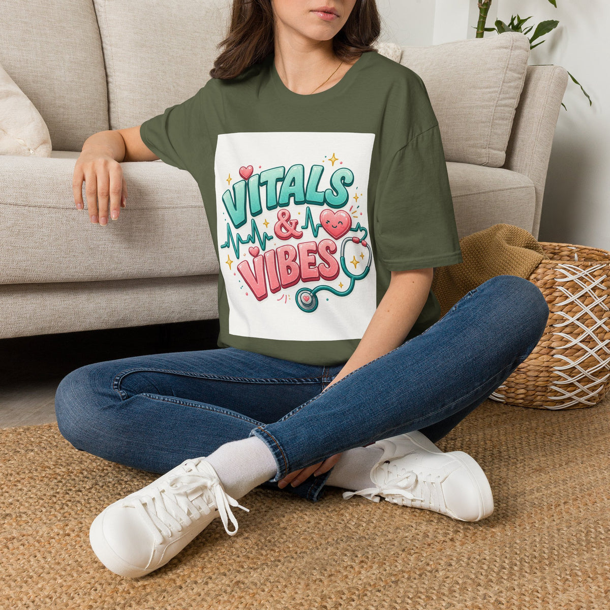 Trendy Healthcare T Shirt Design Featuring Vitals And Vibes (1)