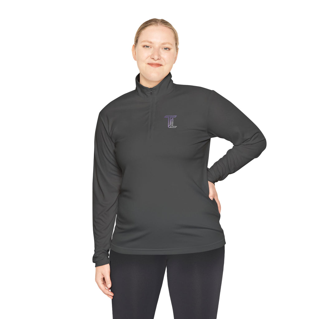 Quarter-Zip Pullover — Minimal Monogram 'T' Embroidered Pullover