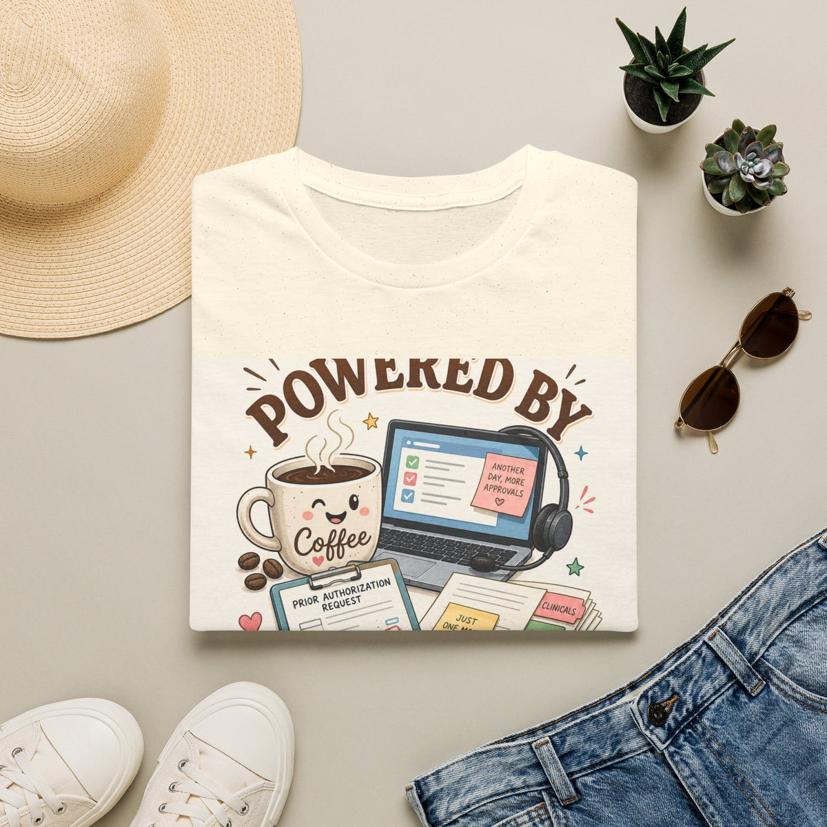 Whimsical T Shirt Design Featuring Coffee And Prior Authorizations (1)