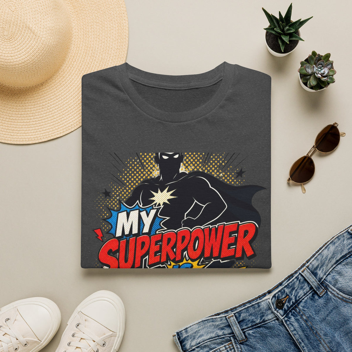 Comic Book Typography Celebrating Nerd Culture With Superhero Silhouette