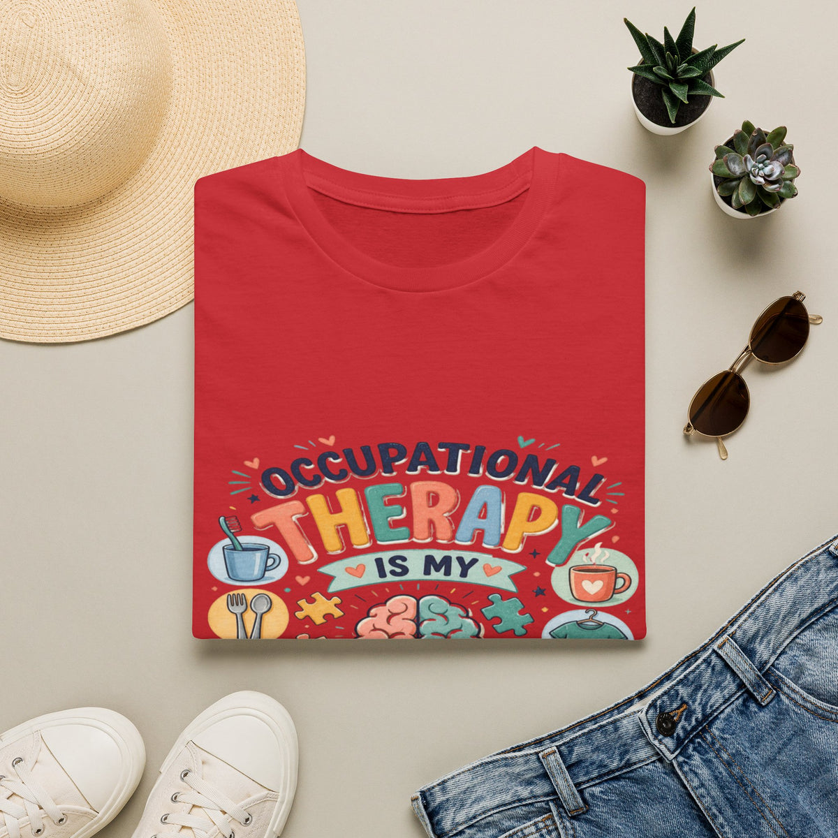Playful T-shirt Design Celebrating Occupational Therapy Vibrantly Illustrated- Graphic Tees