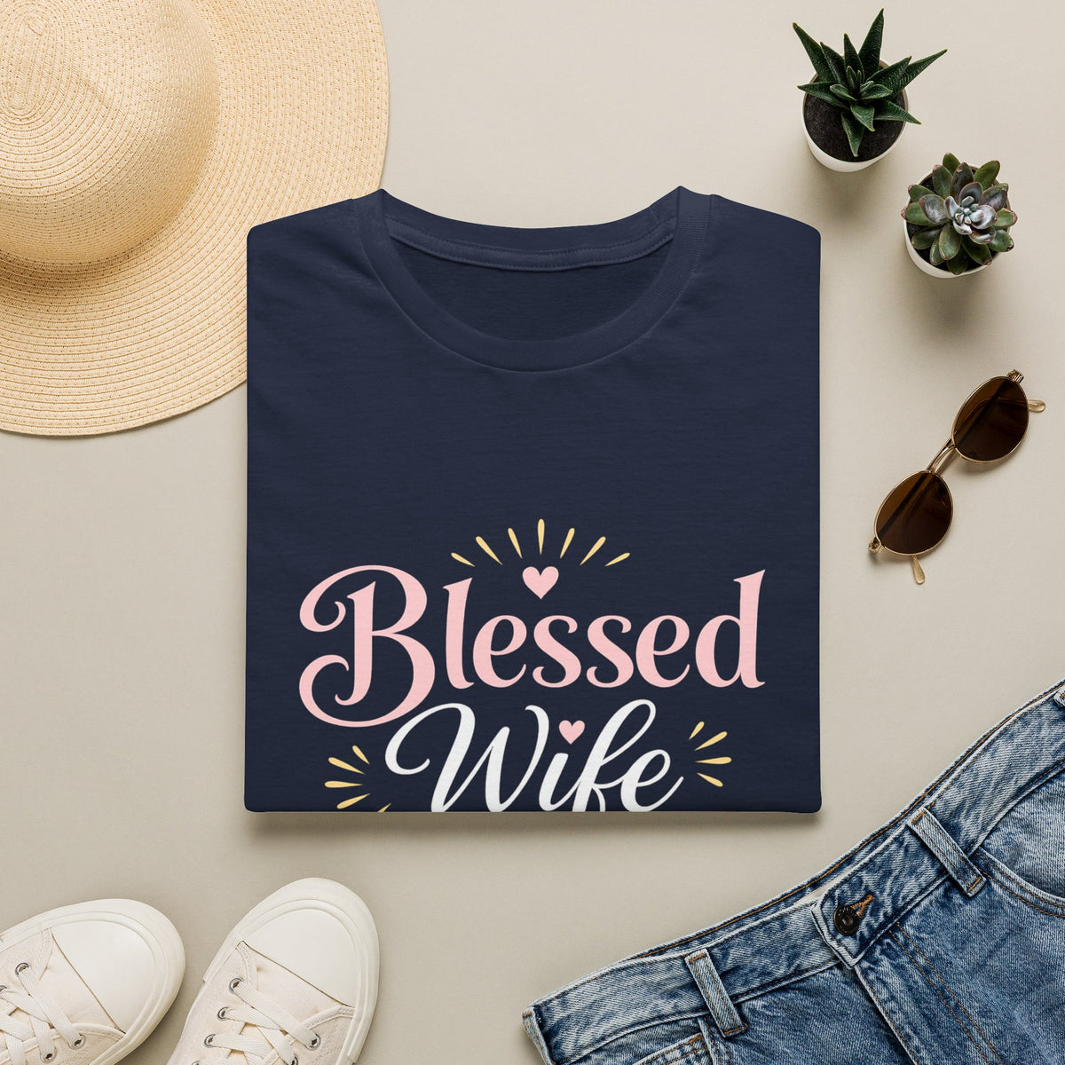 Blessed Wife Club T-Shirt — Pastel Pink 'Blessed' Graphic Tee