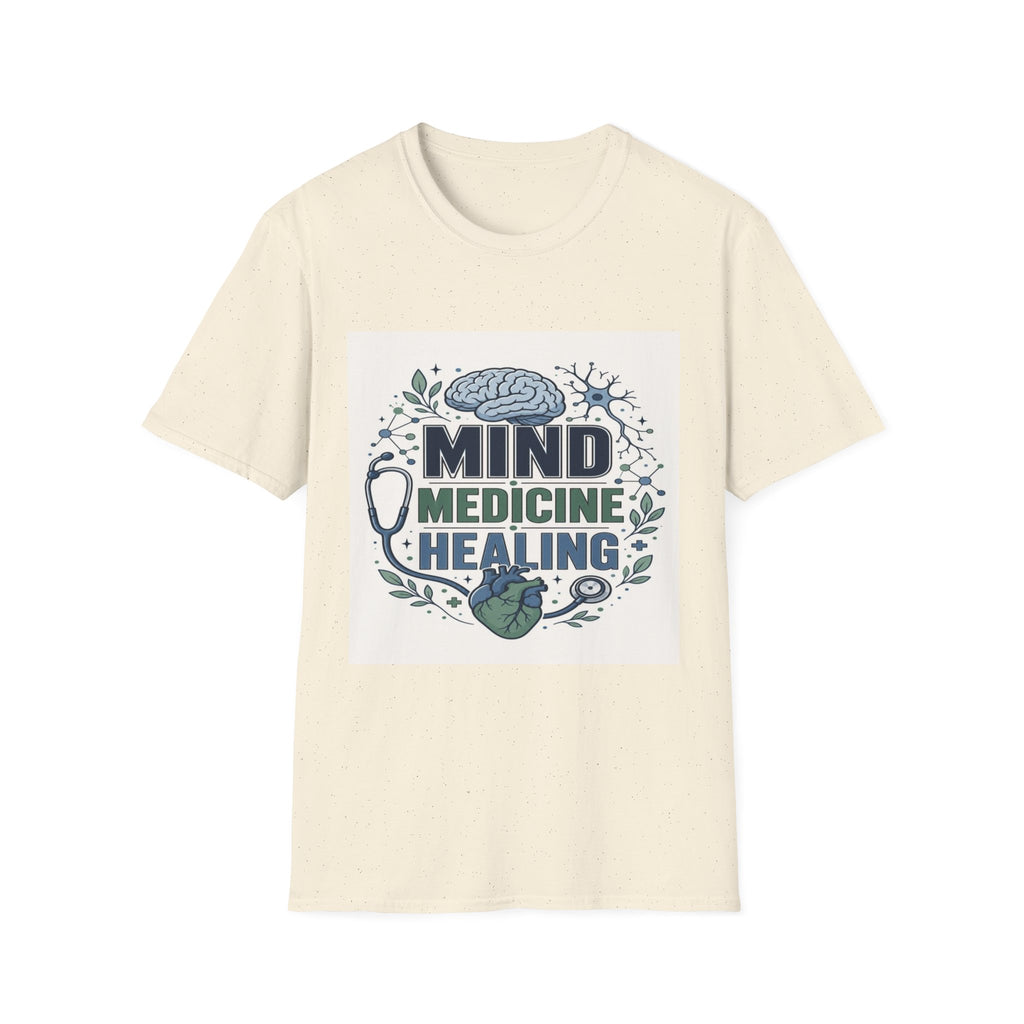 Illustration of Stacked Words Mind Medicine Healing with Medical Icons- Graphic Tees