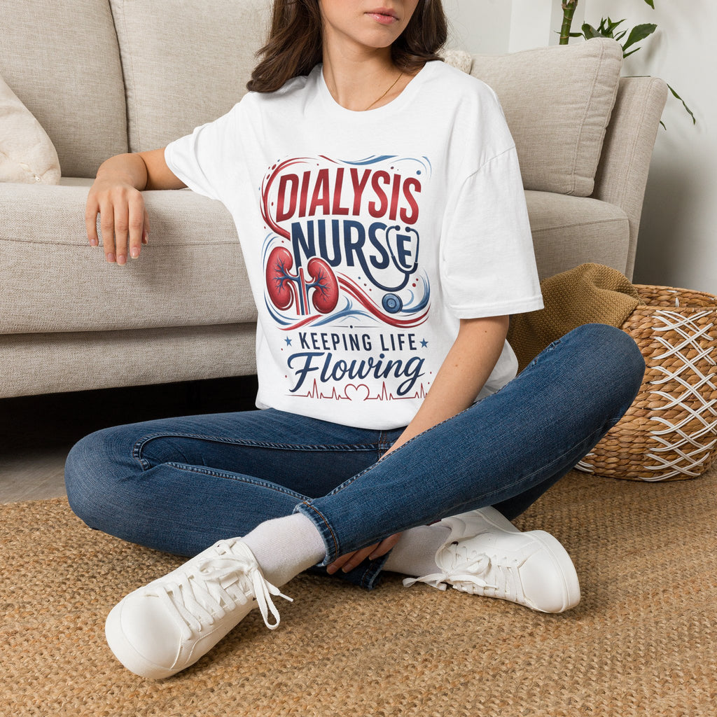 Creative T Shirt Design Celebrating Dialysis Nurses With Flowing Elements