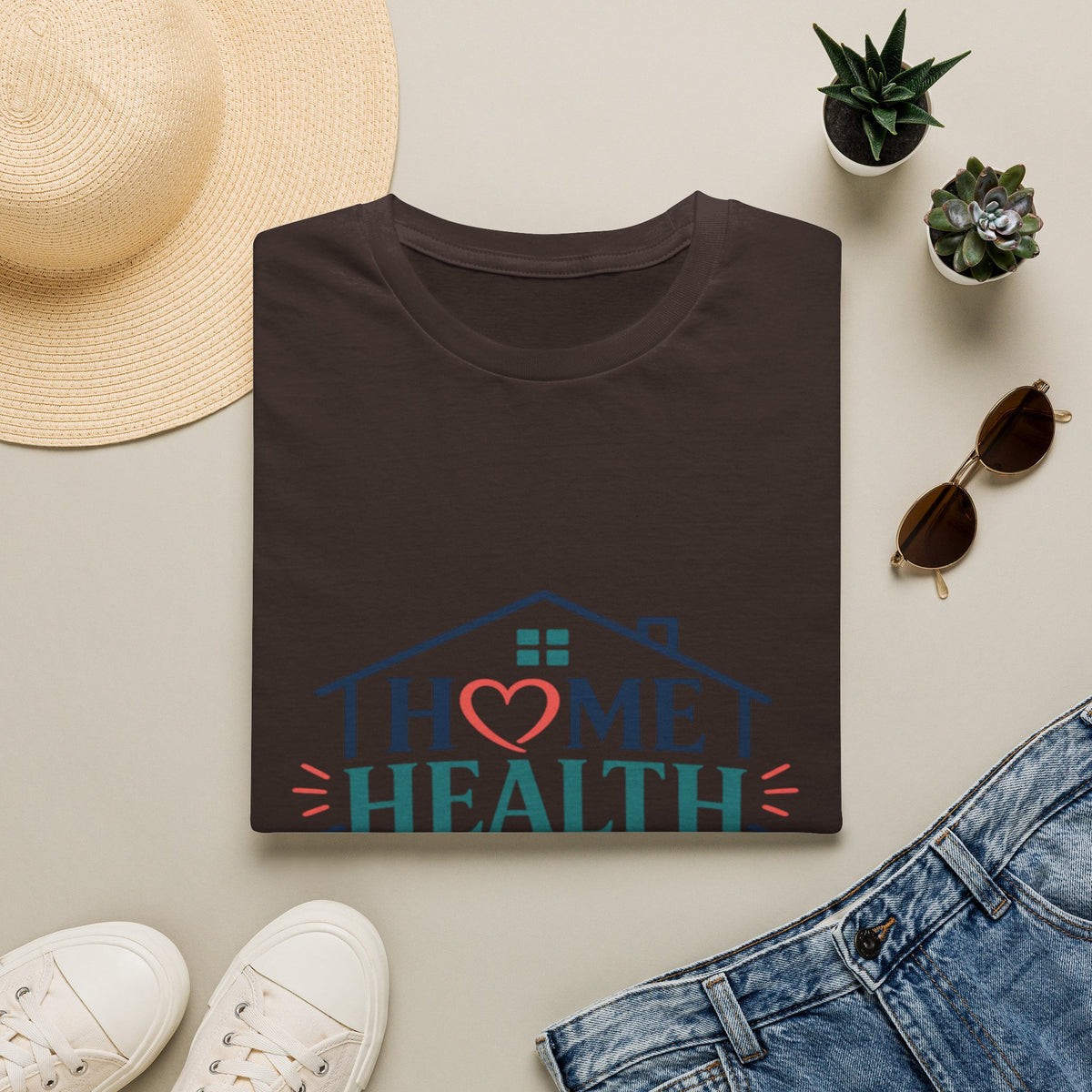 Home Health Nurse T-Shirt Design With Heart And Stethoscope- Graphic Tees