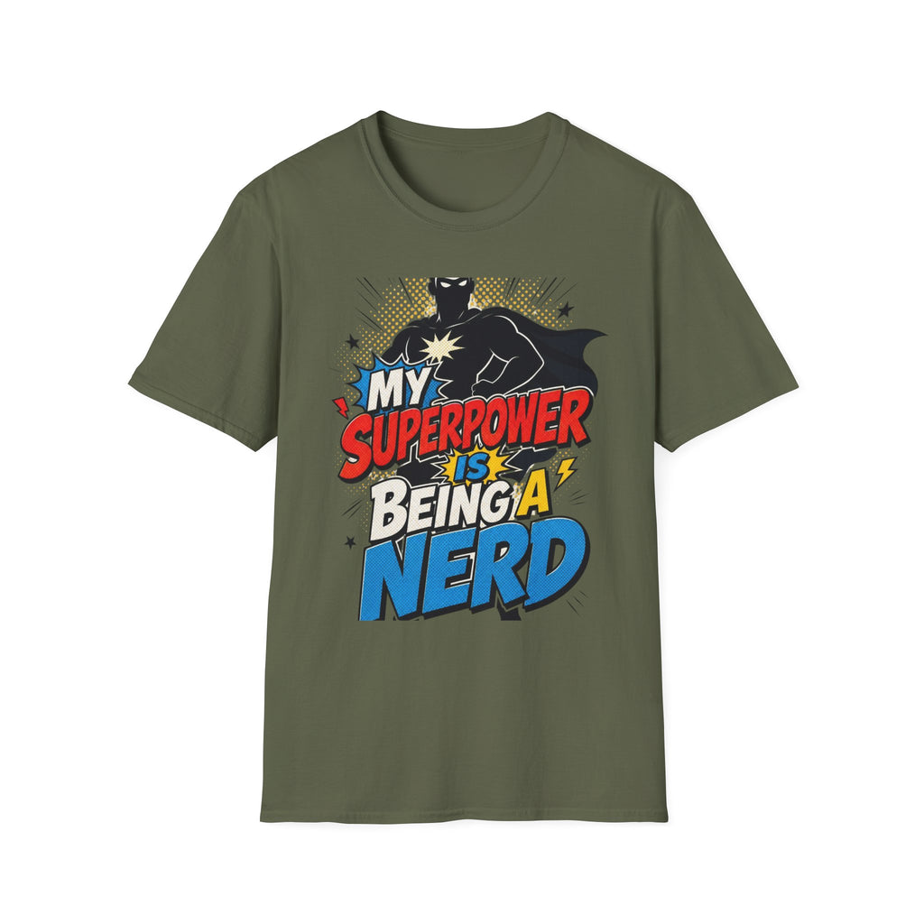 Comic Book Typography Celebrating Nerd Culture With Superhero Silhouette
