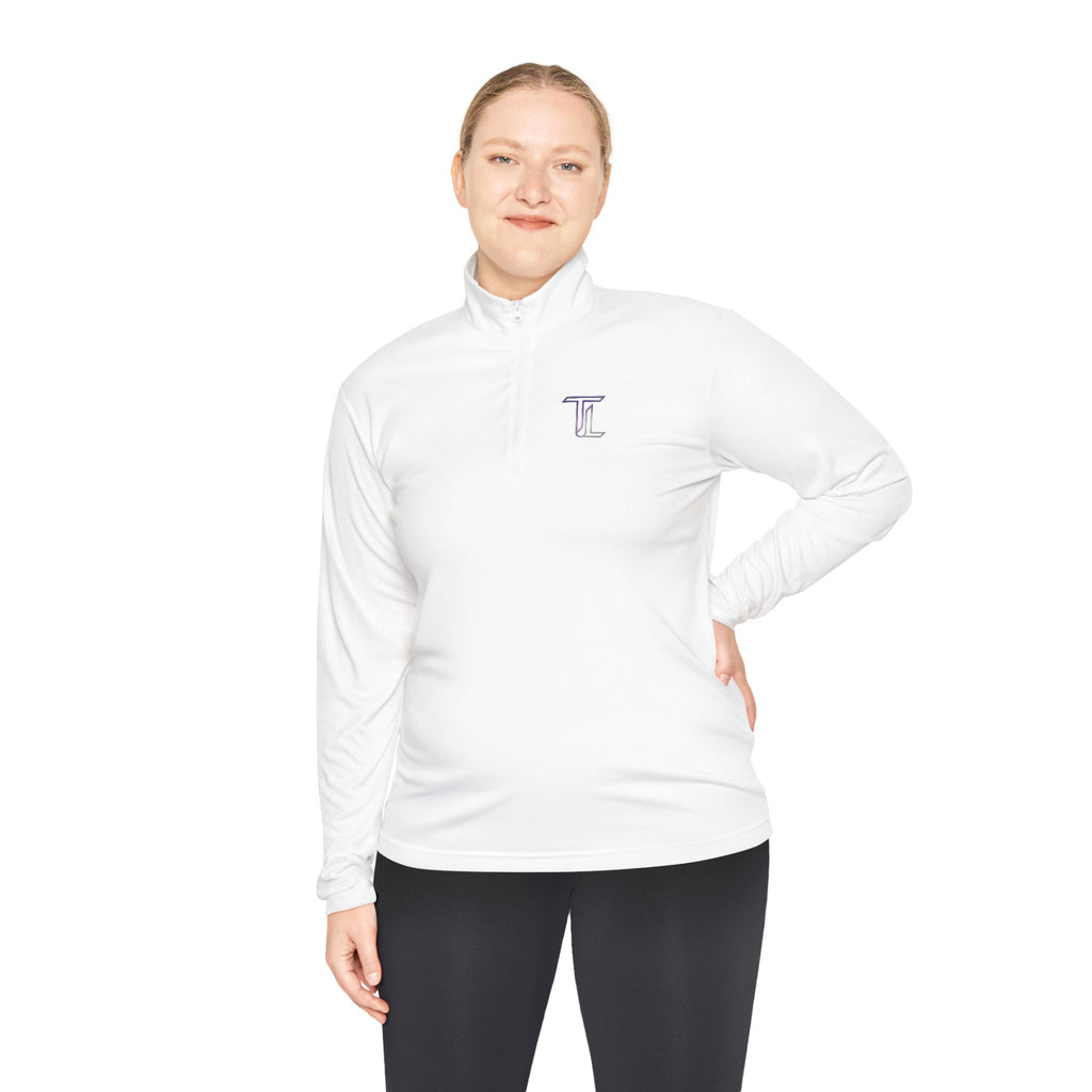 Quarter-Zip Pullover — Minimal Monogram 'T' Embroidered Pullover