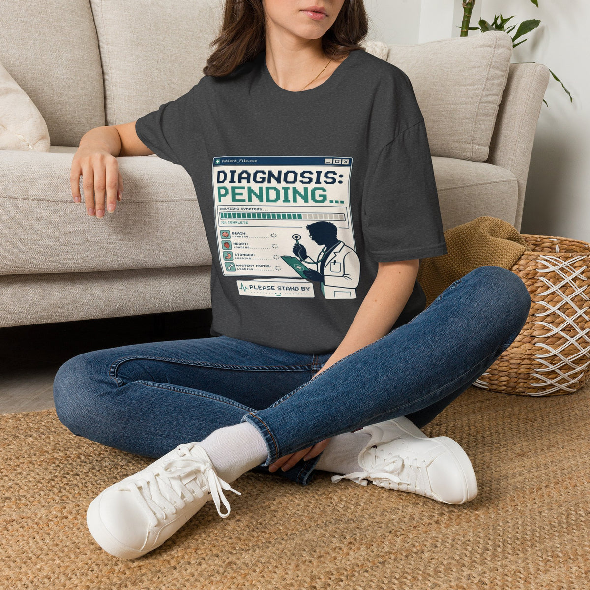 Humorous T-Shirt Design Featuring Doctor's Chart Diagnosis Pending- Graphic Tees