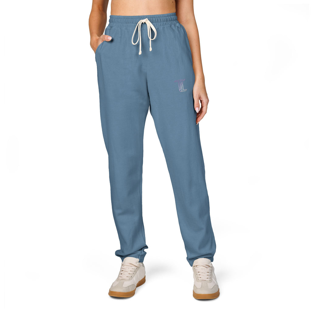 Embroidered Mini Palm Joggers — Garment-Dyed Fleece Sweatpants