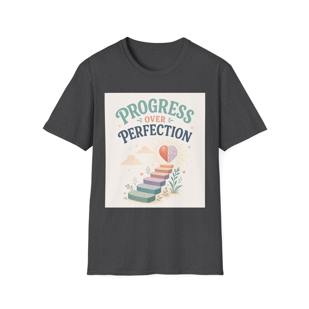 Bold T Shirt Design Featuring Progress Over Perfection Phrase