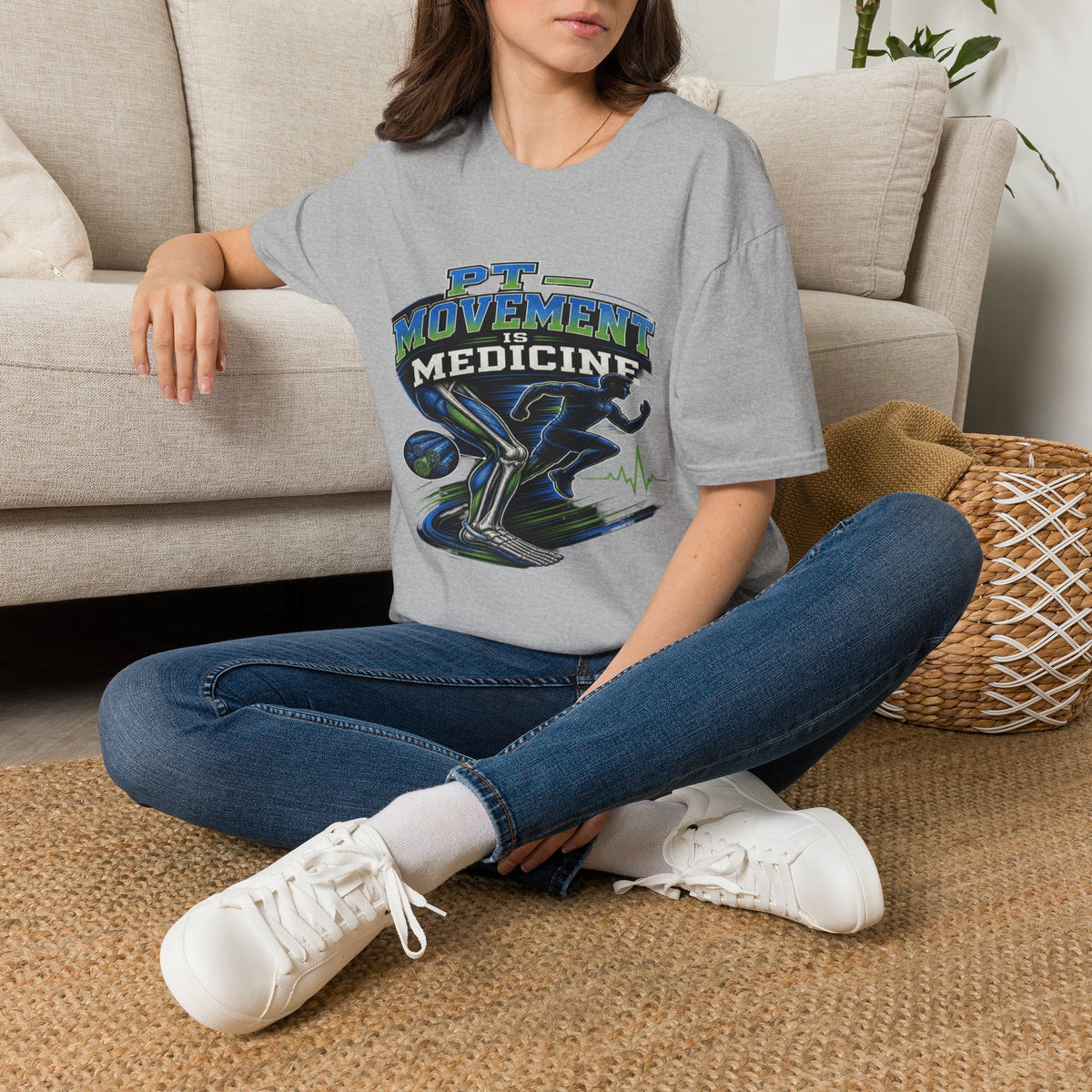 Dynamic T-shirt Design Featuring _PT Movement Is Medicine_ Text- Graphic Tees