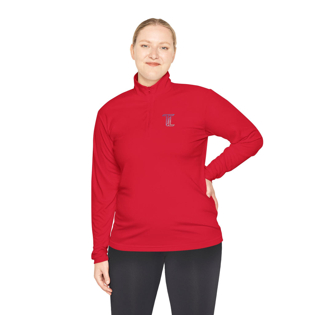 Quarter-Zip Pullover — Minimal Monogram 'T' Embroidered Pullover