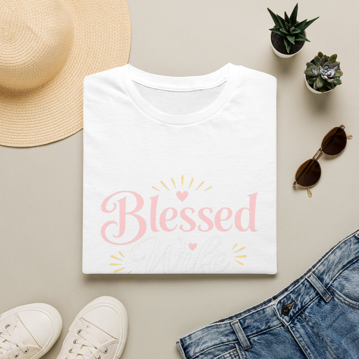 Blessed Wife Club T-Shirt — Pastel Pink 'Blessed' Graphic Tee