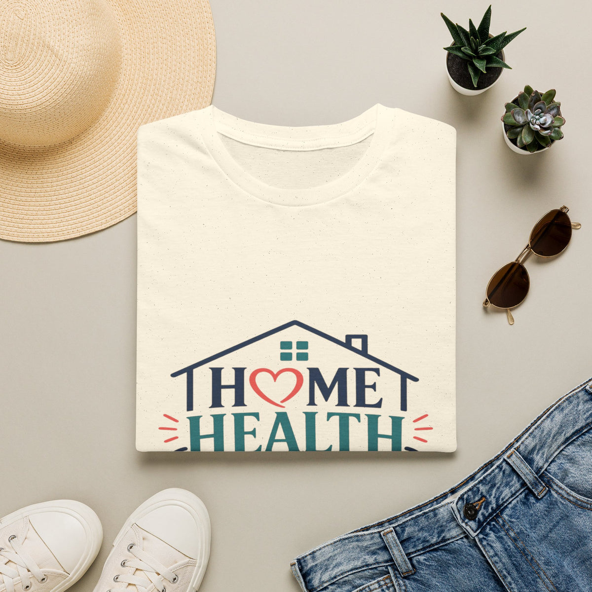Home Health Nurse T-Shirt Design With Heart And Stethoscope- Graphic Tees