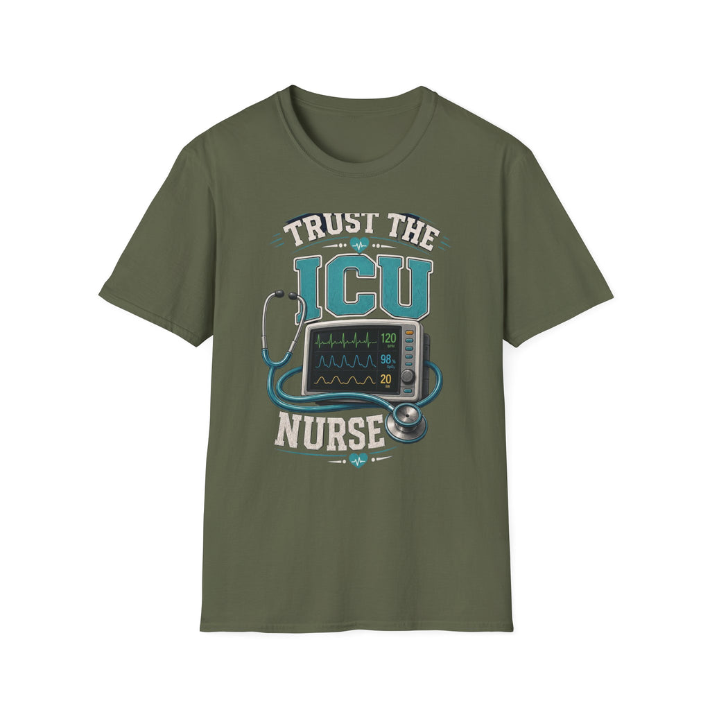 Bold T Shirt Design Featuring Trust The ICU Nurse Phrase