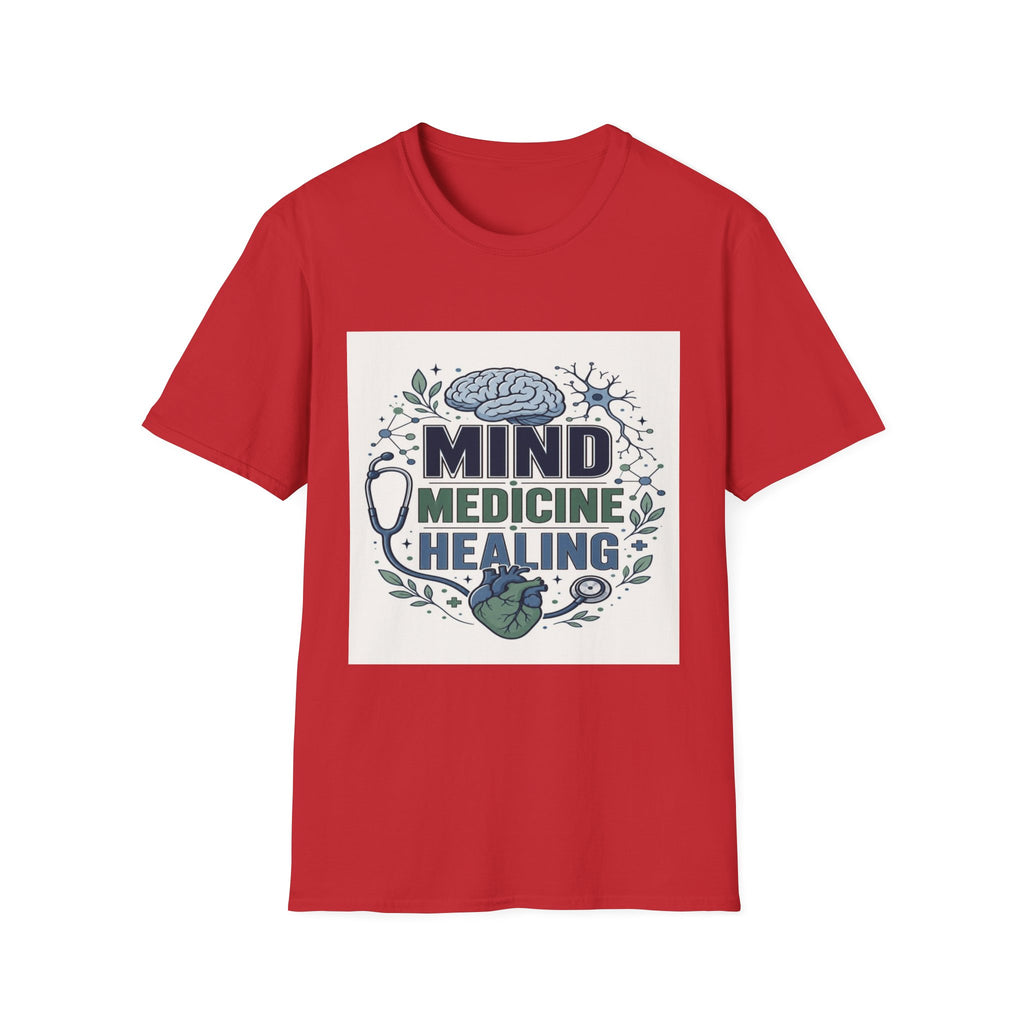 Illustration of Stacked Words Mind Medicine Healing with Medical Icons- Graphic Tees