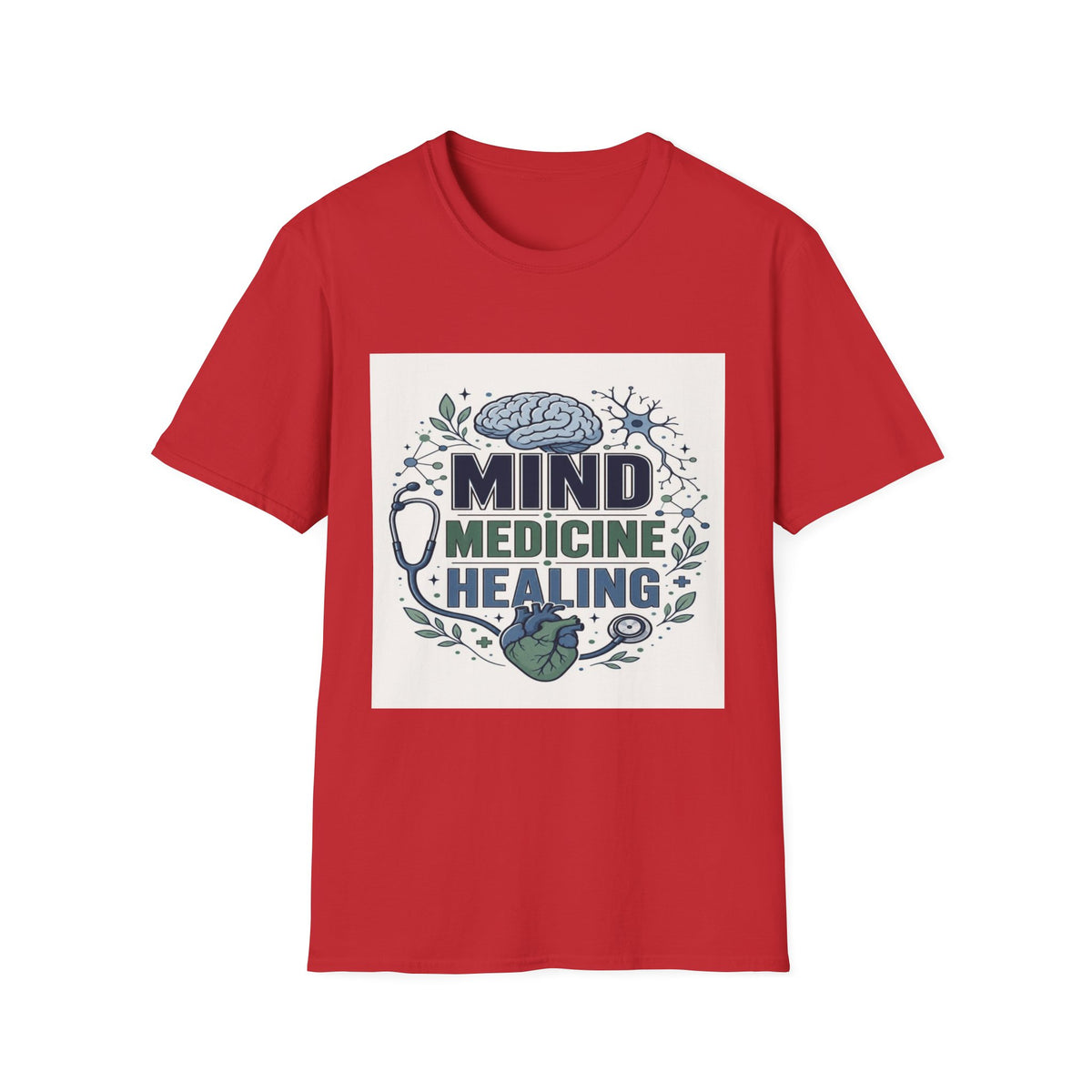 Illustration of Stacked Words Mind Medicine Healing with Medical Icons- Graphic Tees