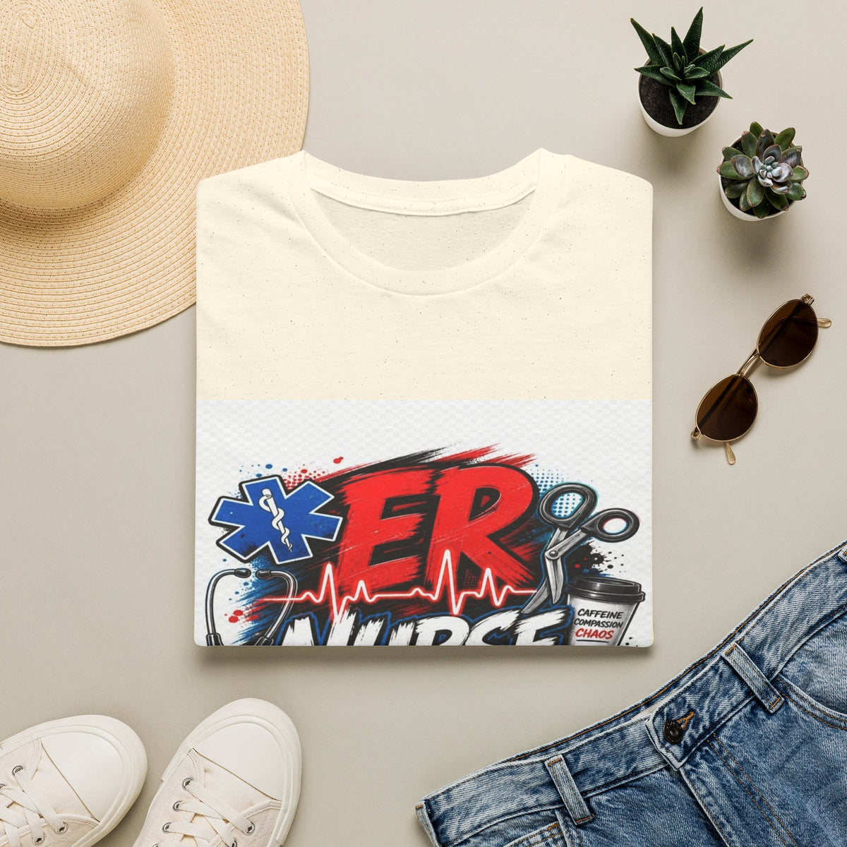Bold Streetwear T-Shirt Design Featuring ER Nurse Typography- Graphic Tees