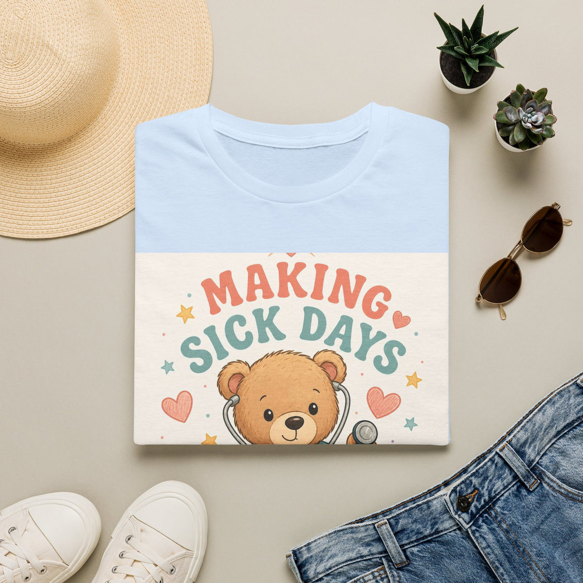 T Shirt Design Featuring Teddy Bear With Stethoscope And Stars