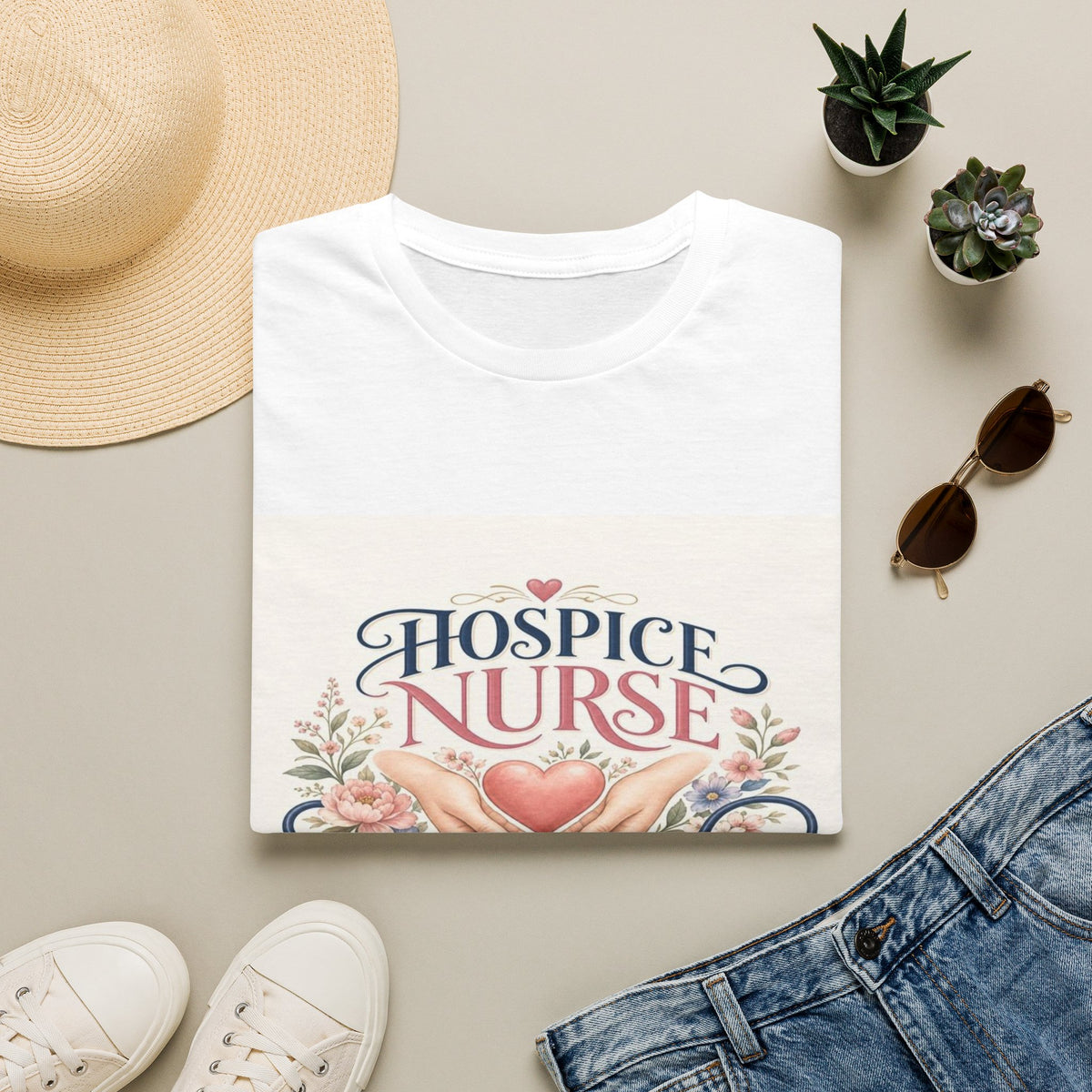 Elegant T-Shirt Design Celebrating Hospice Nurses With Compassionate Imagery- Graphic Tees