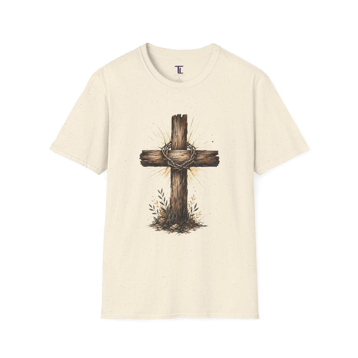 Christian Cross T-Shirt — Rustic Crown of Thorns Design