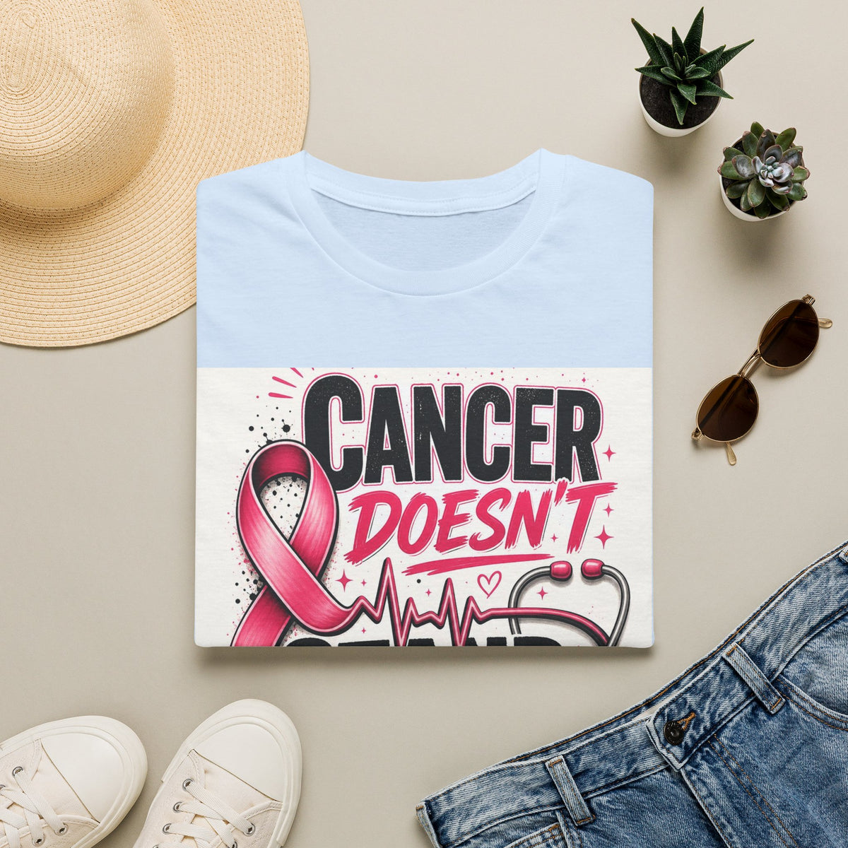 Bold Oncology Nurse Design Featuring Empowering Phrase With Awareness Ribbon