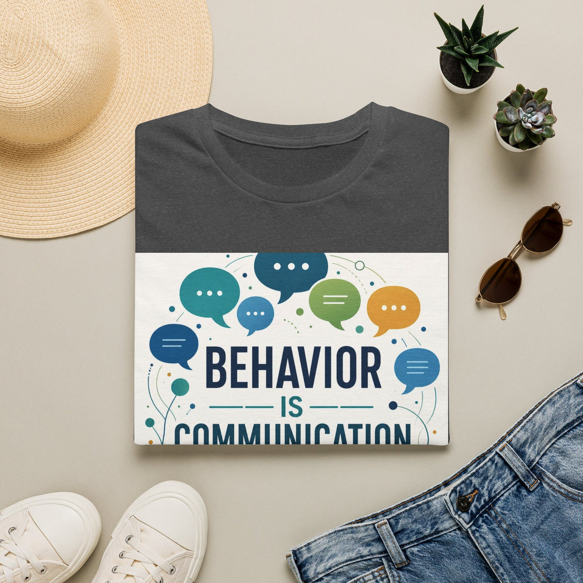 T Shirt Design Featuring Bold Phrase Surrounded By Colorful Speech Bubbles