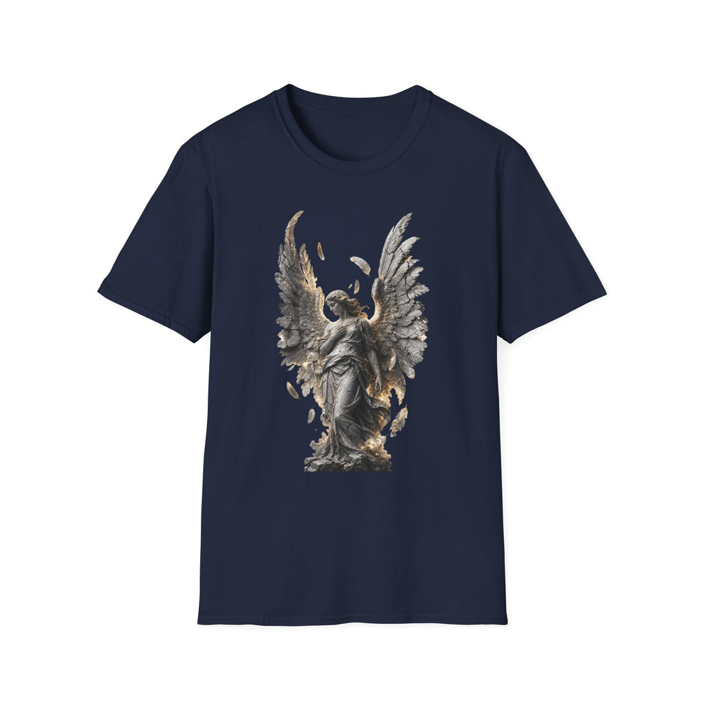 Angel Wings Graphic T-Shirt — Fallen Feather Statue Design