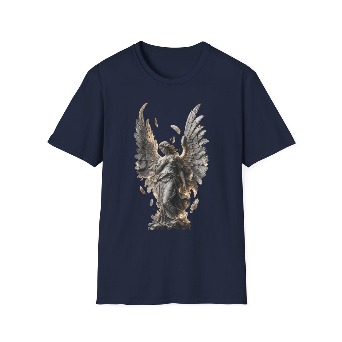Angel Wings Graphic T-Shirt — Fallen Feather Statue Design