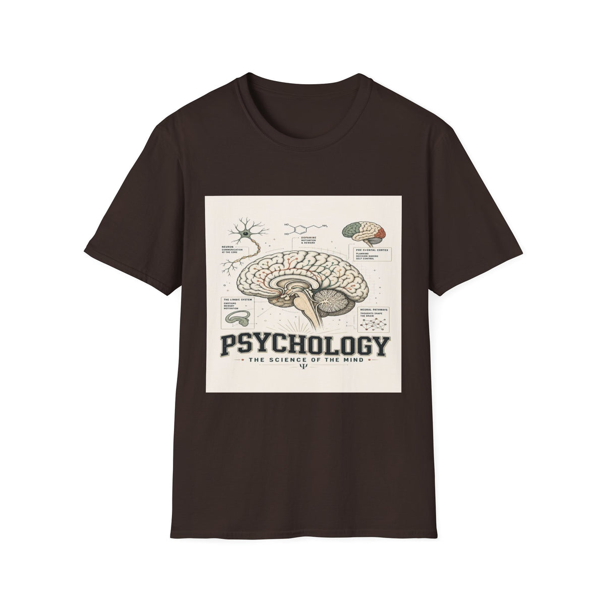 Human Brain Illustration Featuring Neural Pathways And Typography- Graphic Tees