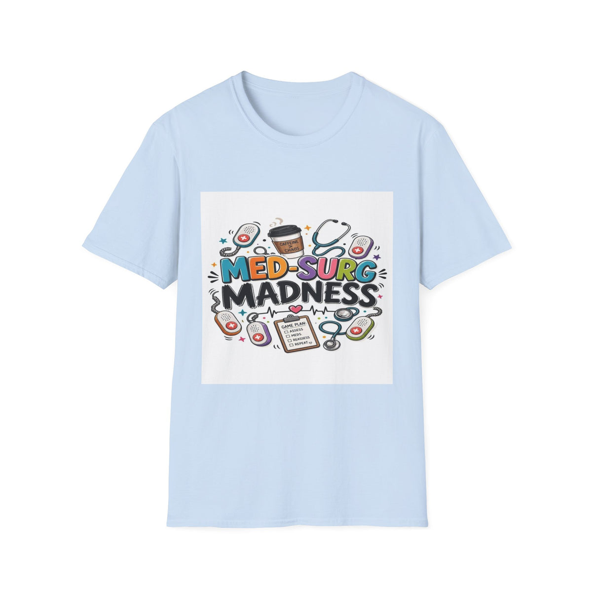 Vibrant T-Shirt Design Featuring MED-SURG MADNESS Phrase (1)- Graphic Tees