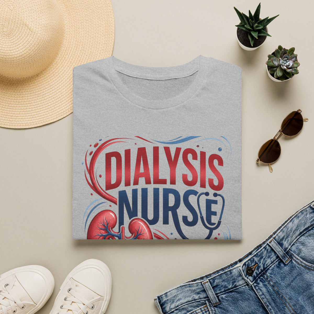 Creative T Shirt Design Celebrating Dialysis Nurses With Flowing Elements