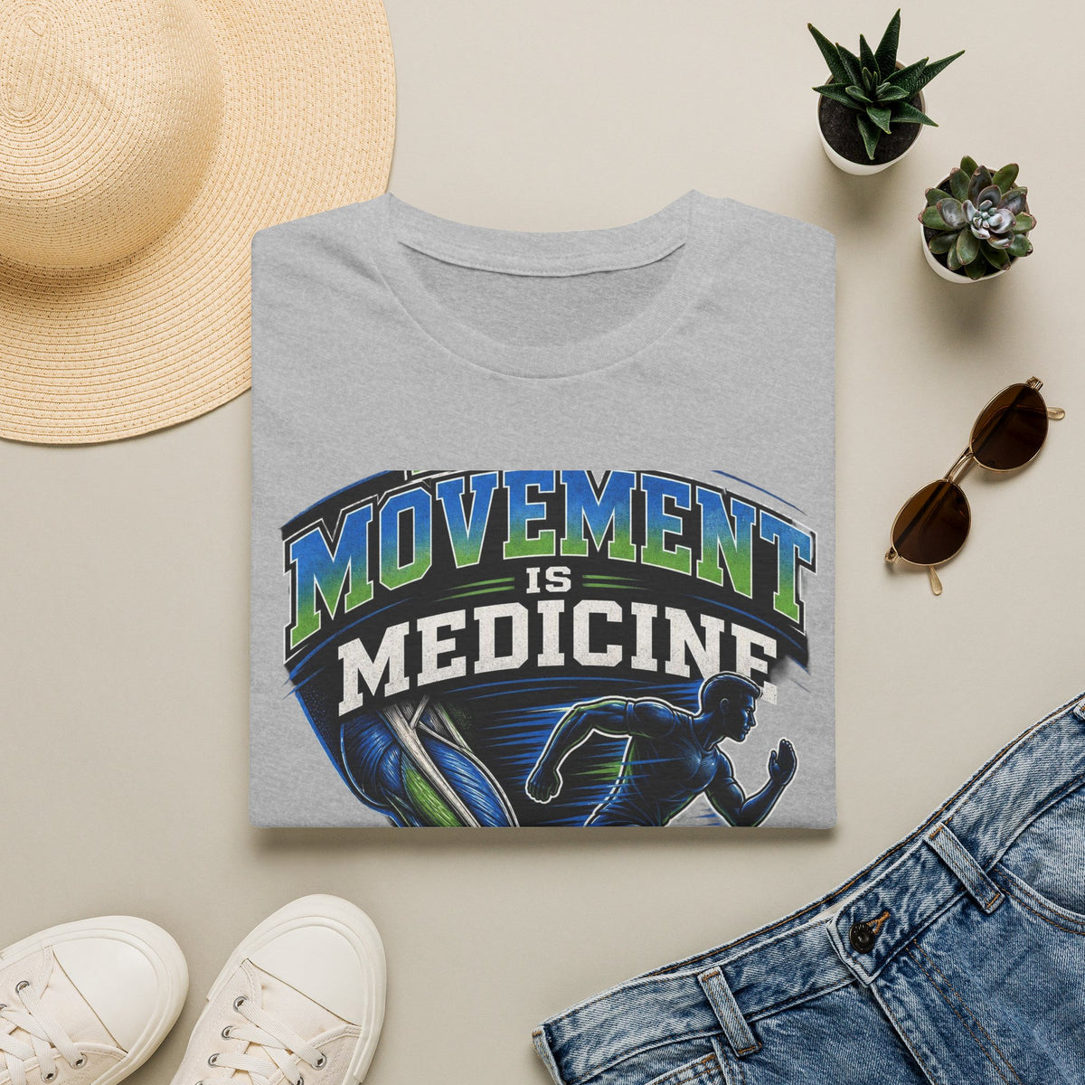 Dynamic T Shirt Design Featuring PT Movement Is Medicine Text