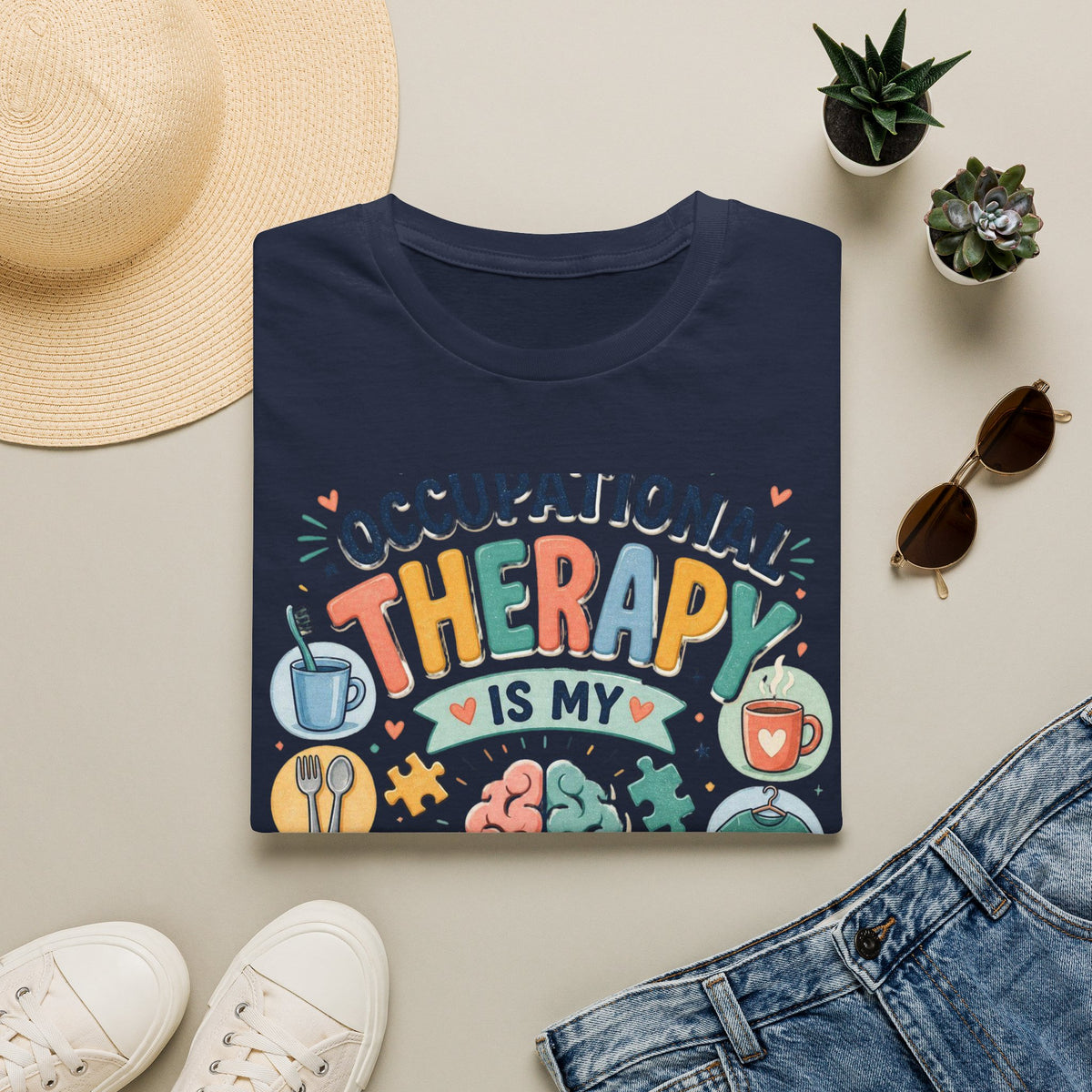 Playful T Shirt Design Celebrating Occupational Therapy Vibrantly Illustrated