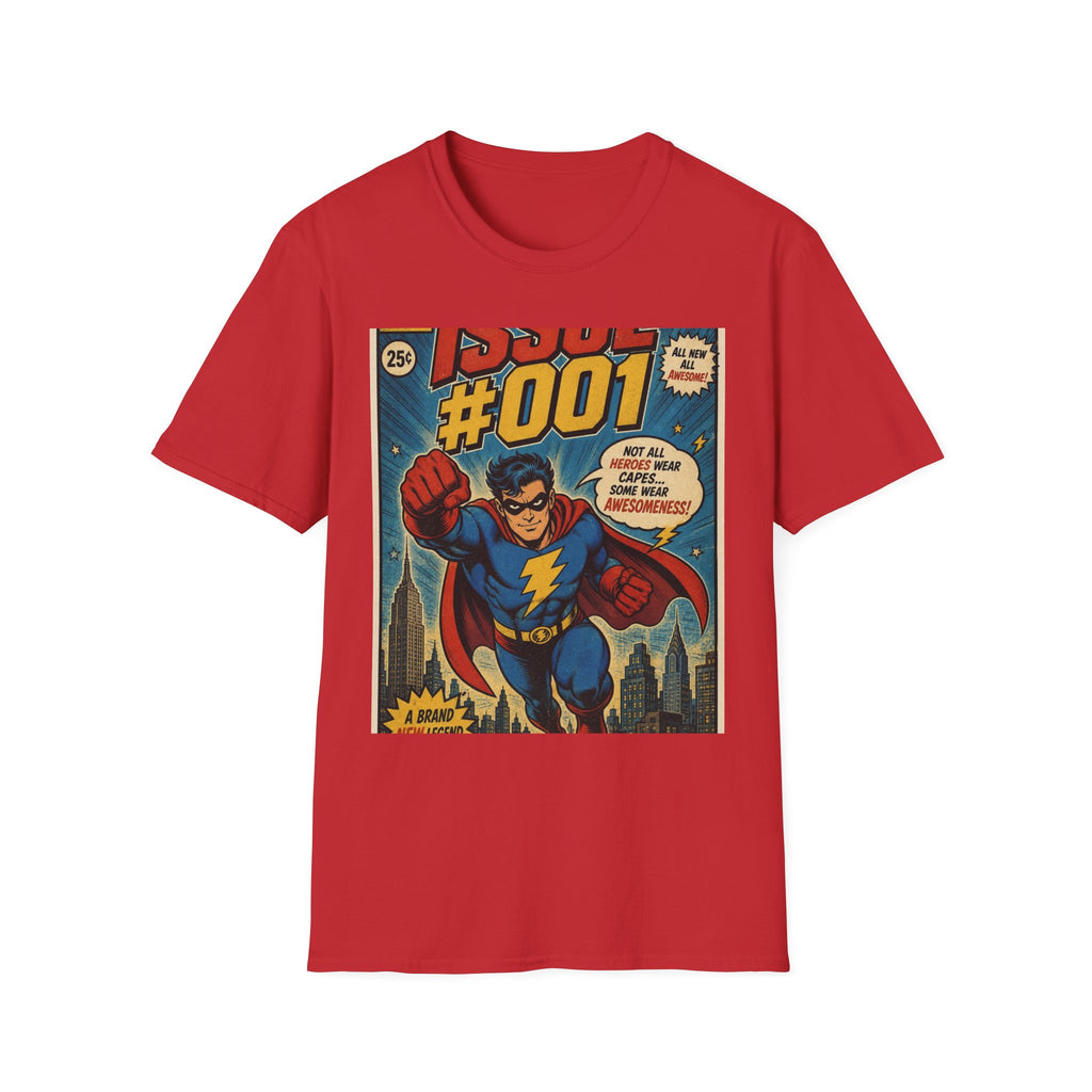 Vintage Comic Book T Shirt Design Featuring Original Superhero