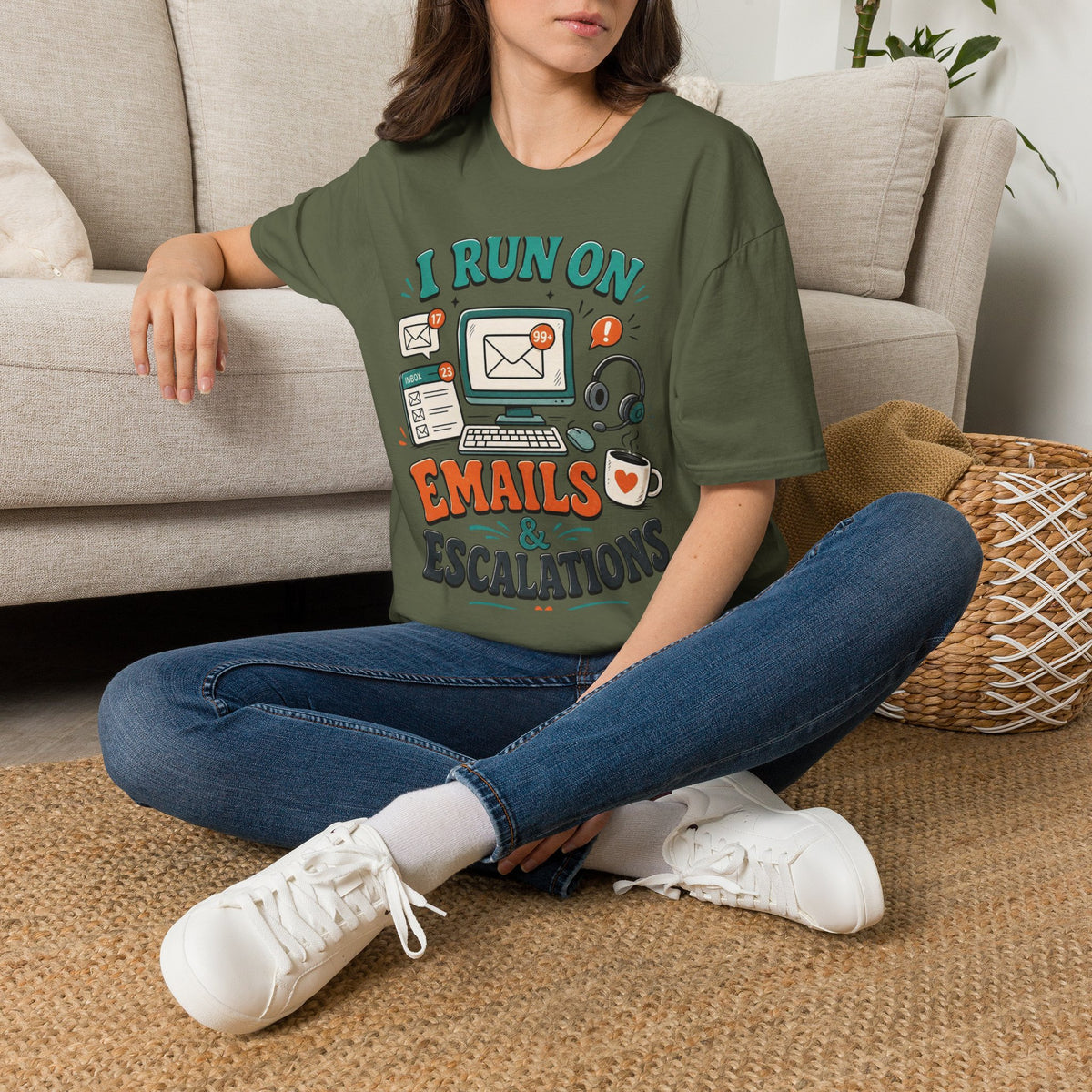 Bold T Shirt Design With Playful Email And Coffee Illustrations