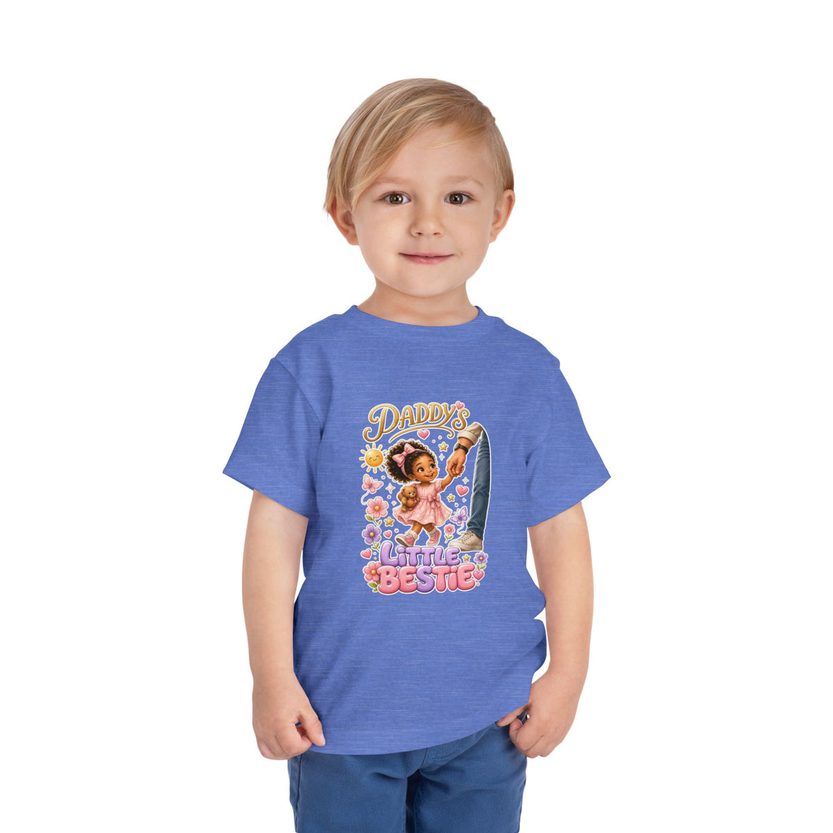 Toddler Tee — "Daddy's Little Bestie" Floral Cute Girl Graphic