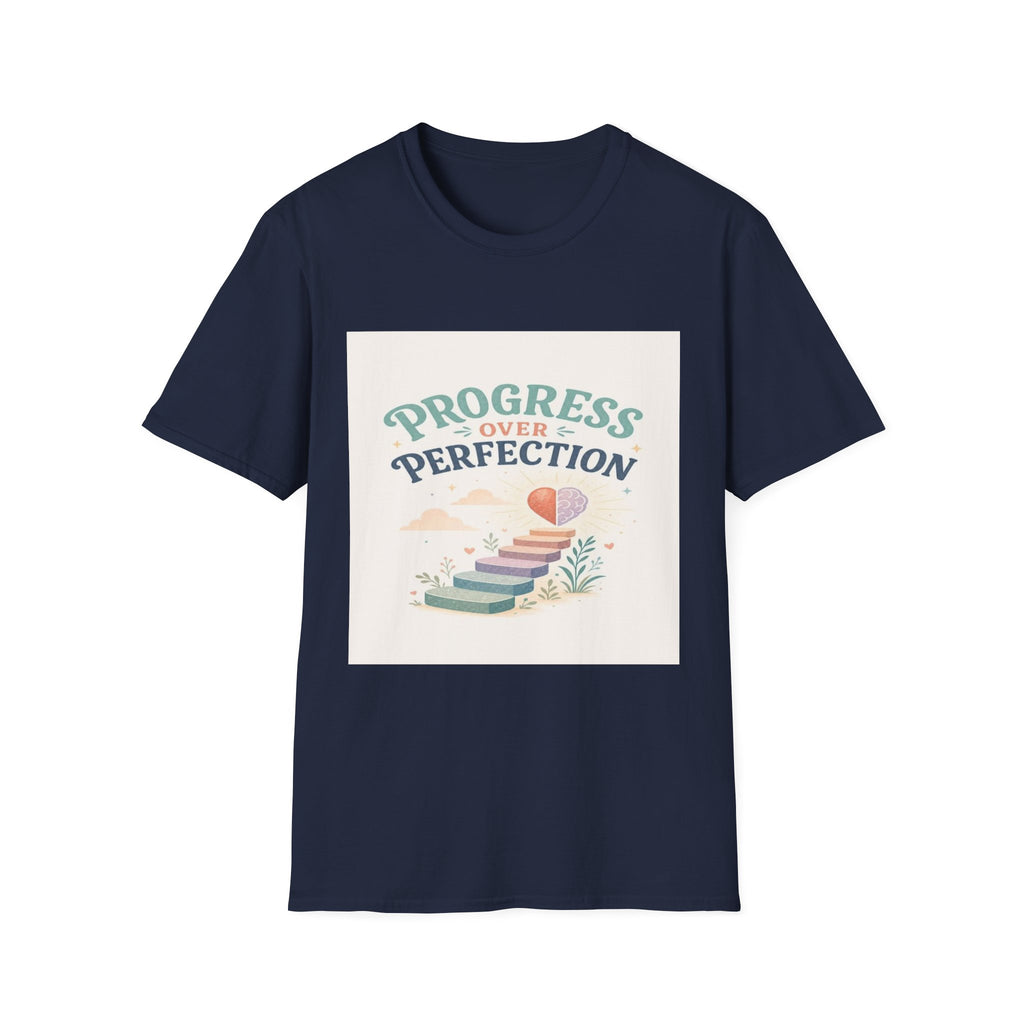 Bold T-Shirt Design Featuring Progress Over Perfection Phrase- Graphic Tees