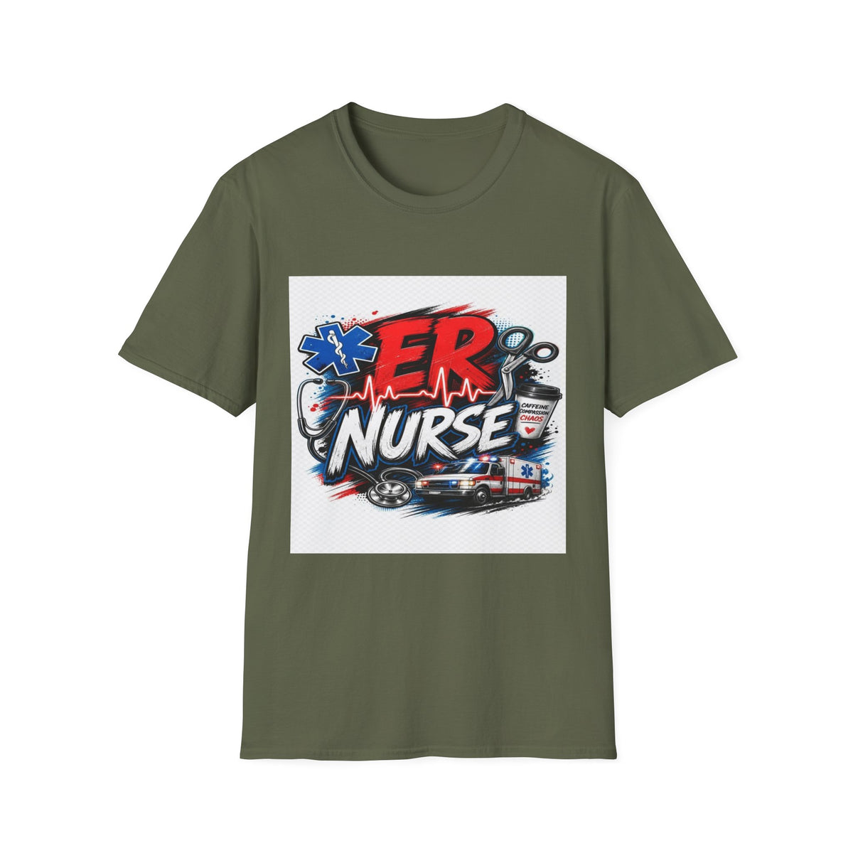 Bold Streetwear T-Shirt Design Featuring ER Nurse Typography- Graphic Tees