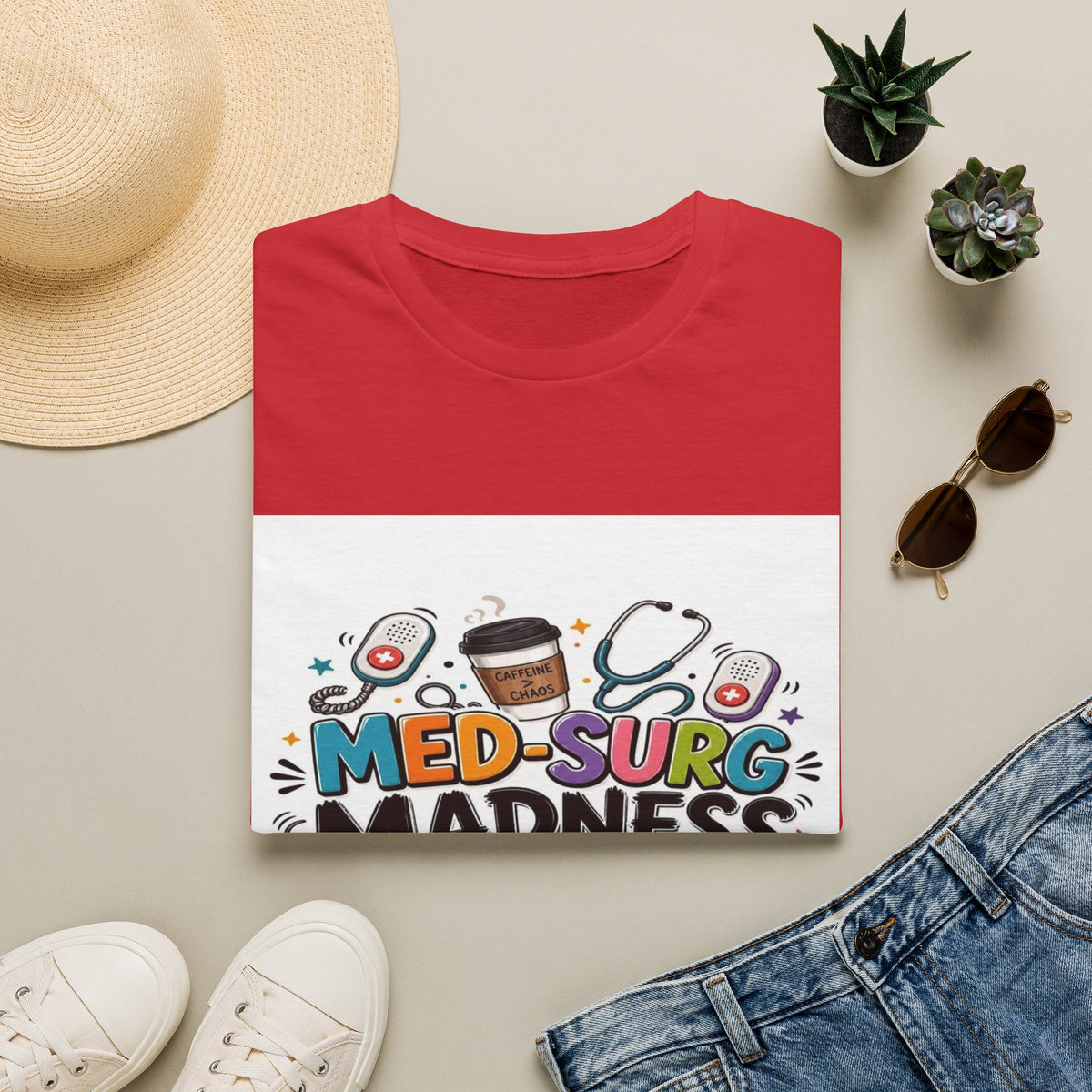 Vibrant T-Shirt Design Featuring MED-SURG MADNESS Phrase- Graphic Tees
