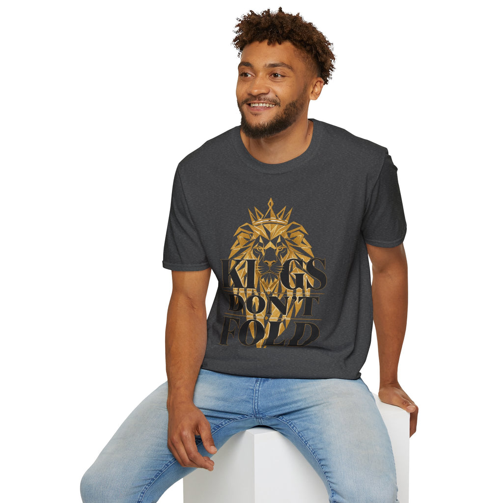 Kings Don't Fold T‑Shirt — Gold Lion Crown Graphic Tee
