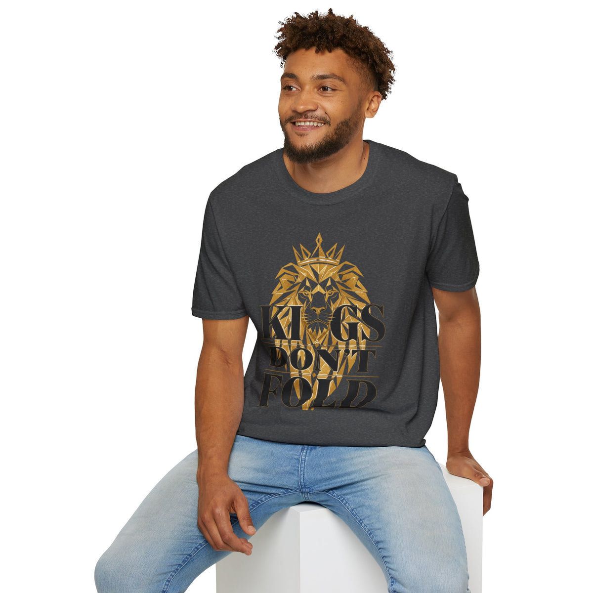 Kings Don't Fold T‑Shirt — Gold Lion Crown Graphic Tee