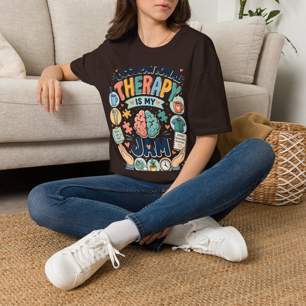 Playful T Shirt Design Celebrating Occupational Therapy Vibrantly Illustrated