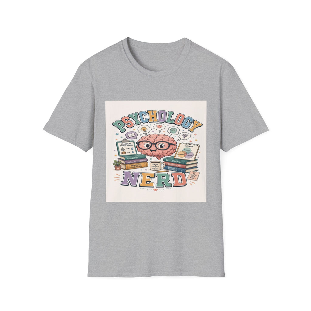 Playful Psychology Nerd T-Shirt Design Featuring Brain And Books- Graphic Tees