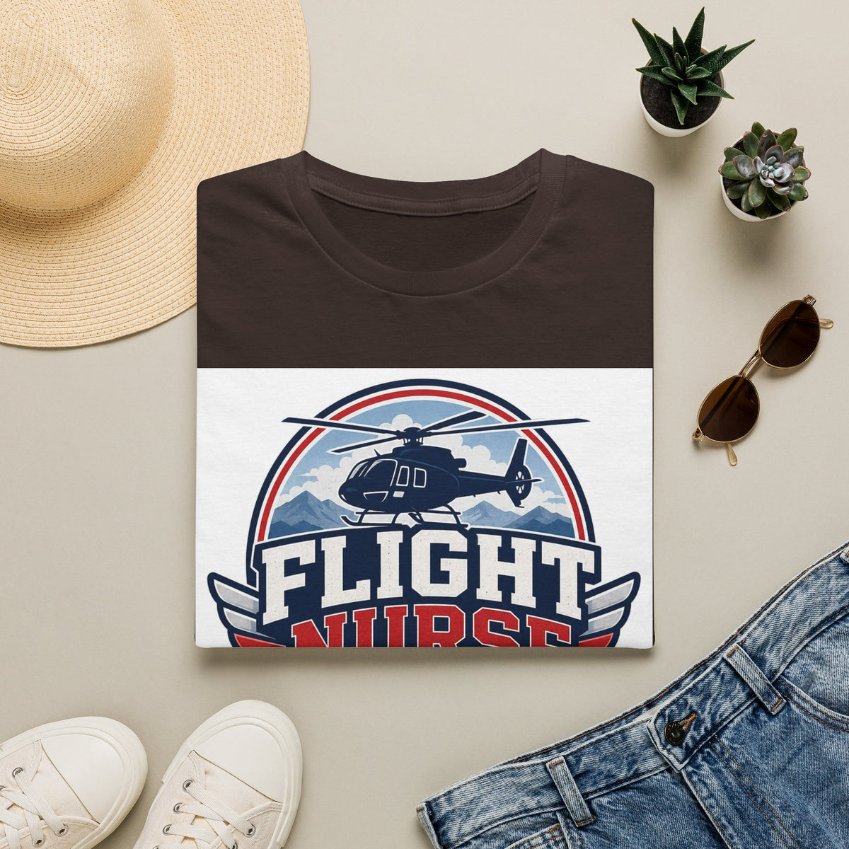 Aviation Inspired T Shirt Design Featuring Flight Nurse Graphic