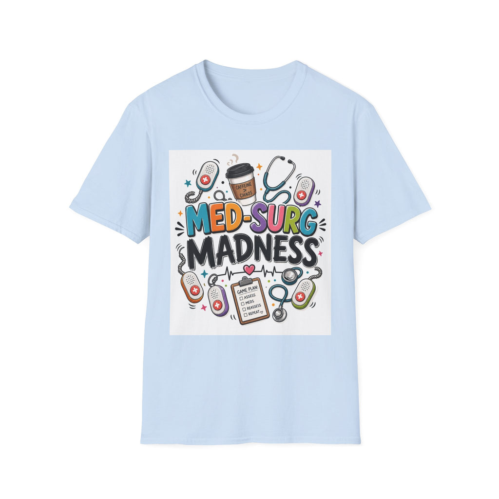 Vibrant T Shirt Design Featuring MED SURG MADNESS Phrase (1)